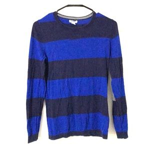 Blue striped sweater with elbow patches